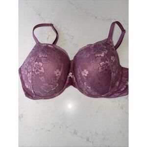 Victoria's Secret Body By Victoria 36DD  Purple Floral Lace Lined Demi Bra